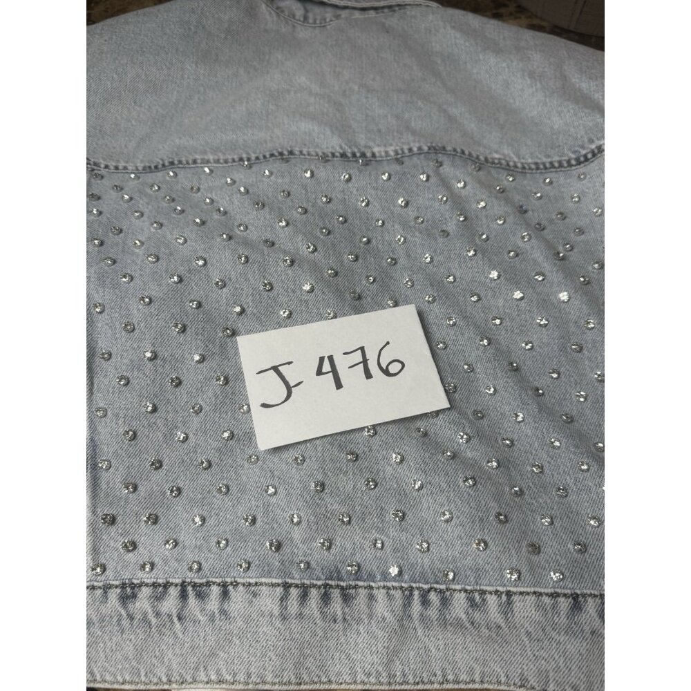 Free People Nocturne Studded Women’s denim blue Jacket Size L - Picture 13 of 13